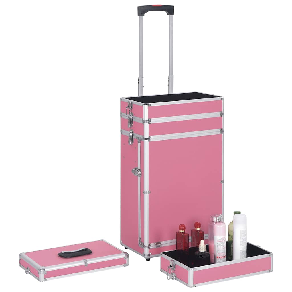 vidaXL Sminklåda aluminium rosa