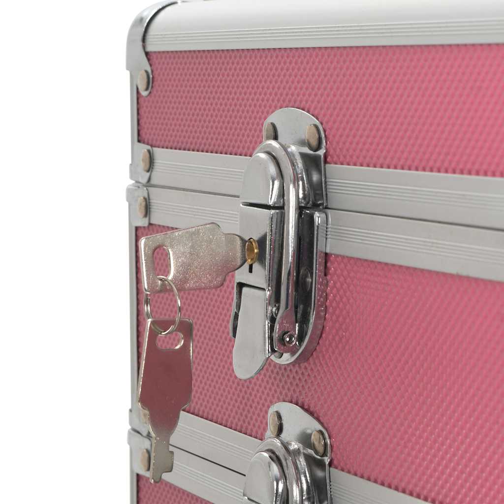vidaXL Sminklåda aluminium rosa