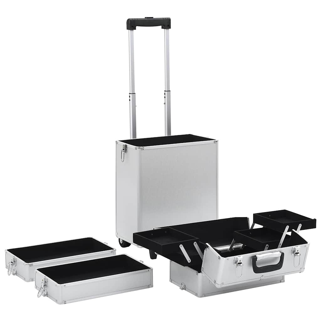 vidaXL Sminklåda aluminium silver