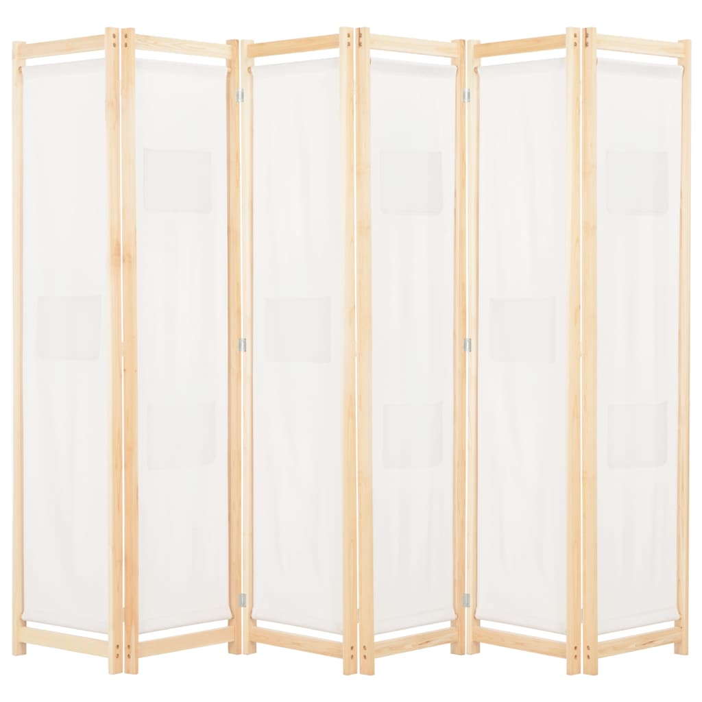 vidaXL Rumsavdelare 6 paneler 240x170x4 cm gräddvit tyg