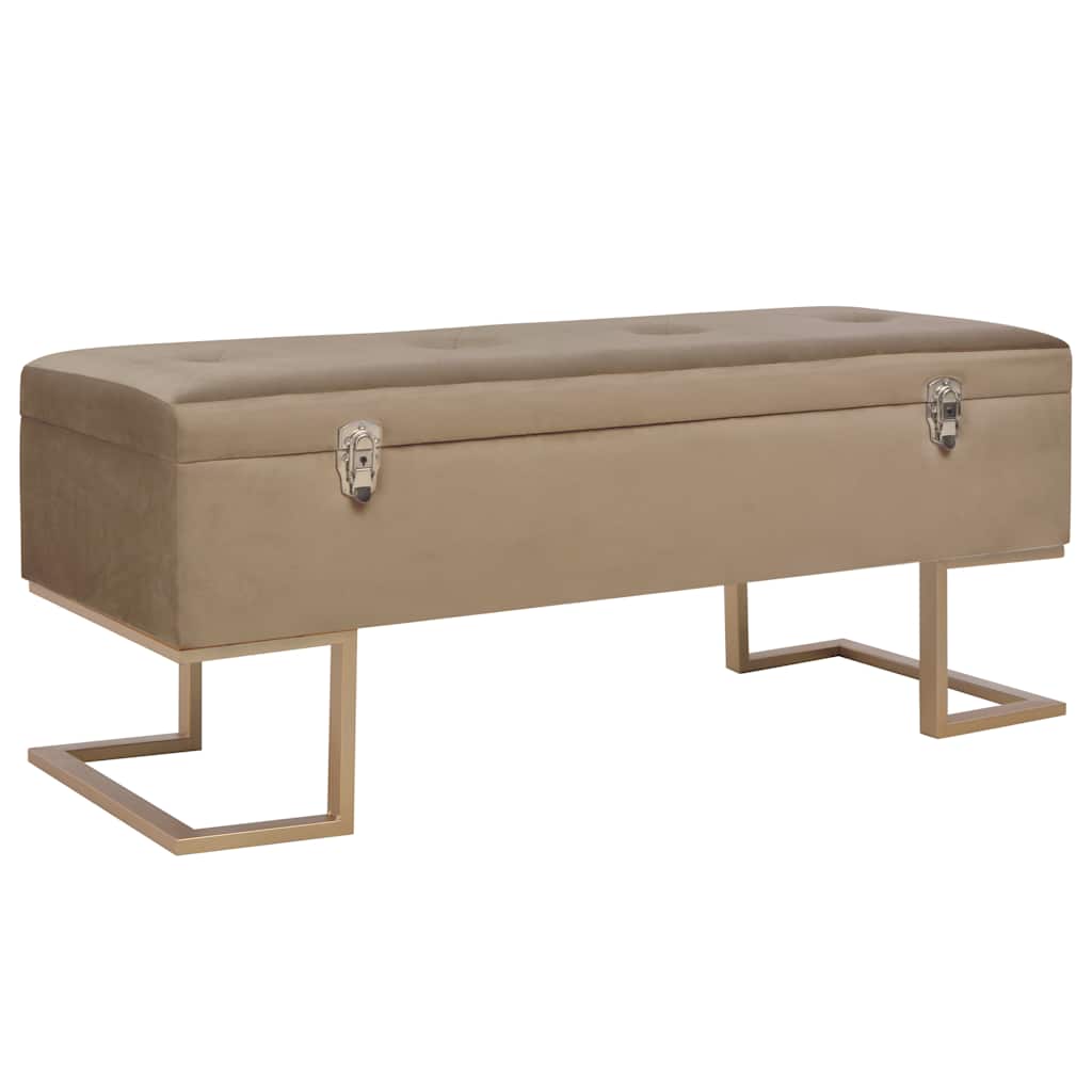 vidaXL Bänk med förvaringsutrymme 105 cm beige sammet