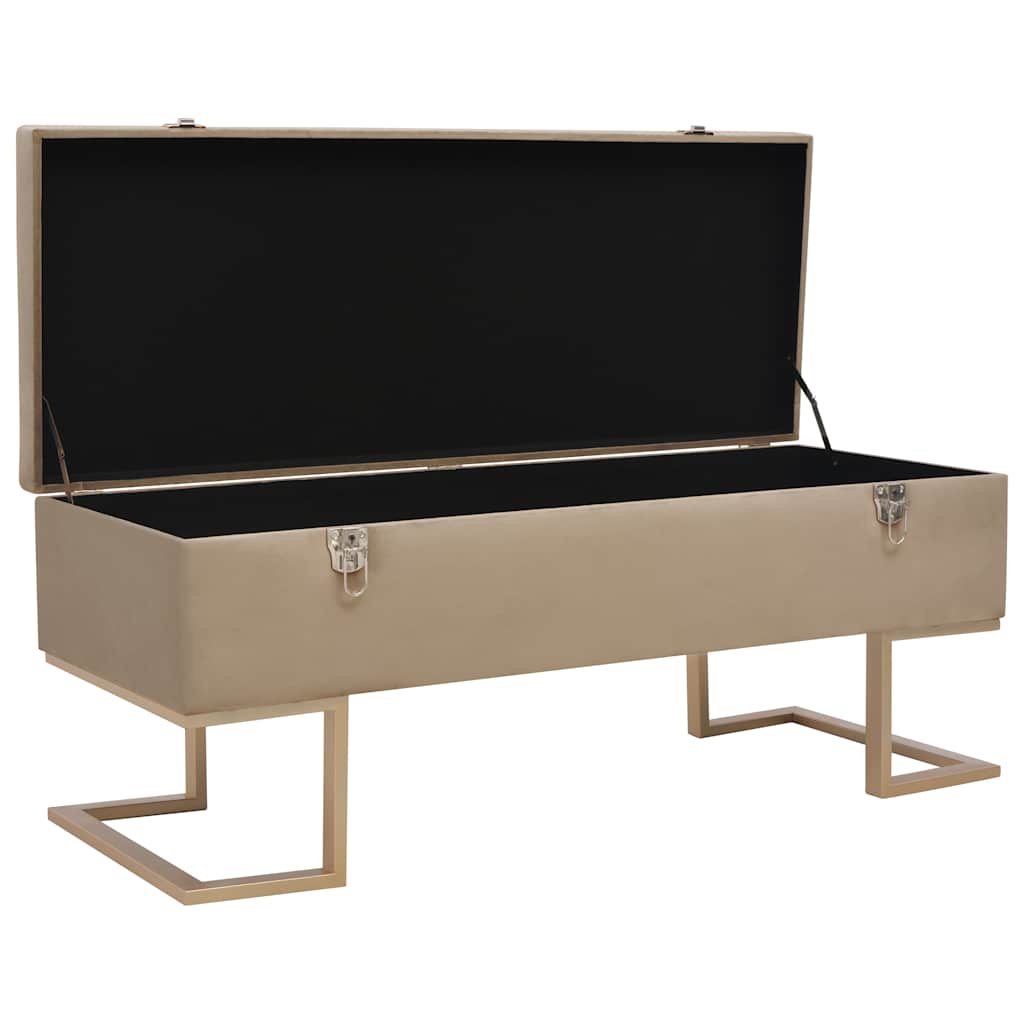 vidaXL Bänk med förvaringsutrymme 105 cm beige sammet