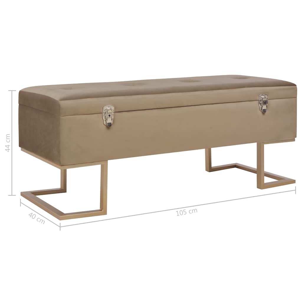 vidaXL Bänk med förvaringsutrymme 105 cm beige sammet
