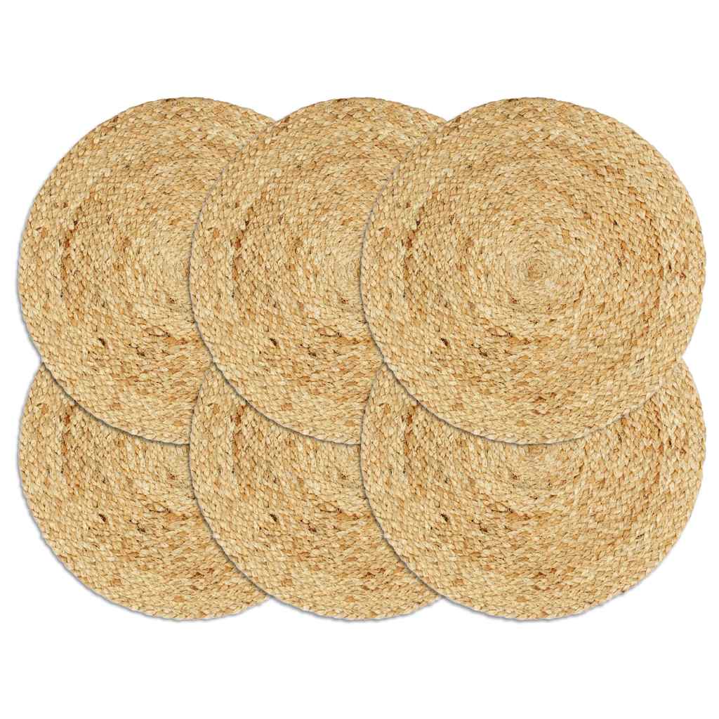 vidaXL Bordstabletter 6 st naturlig 38 cm rund jute