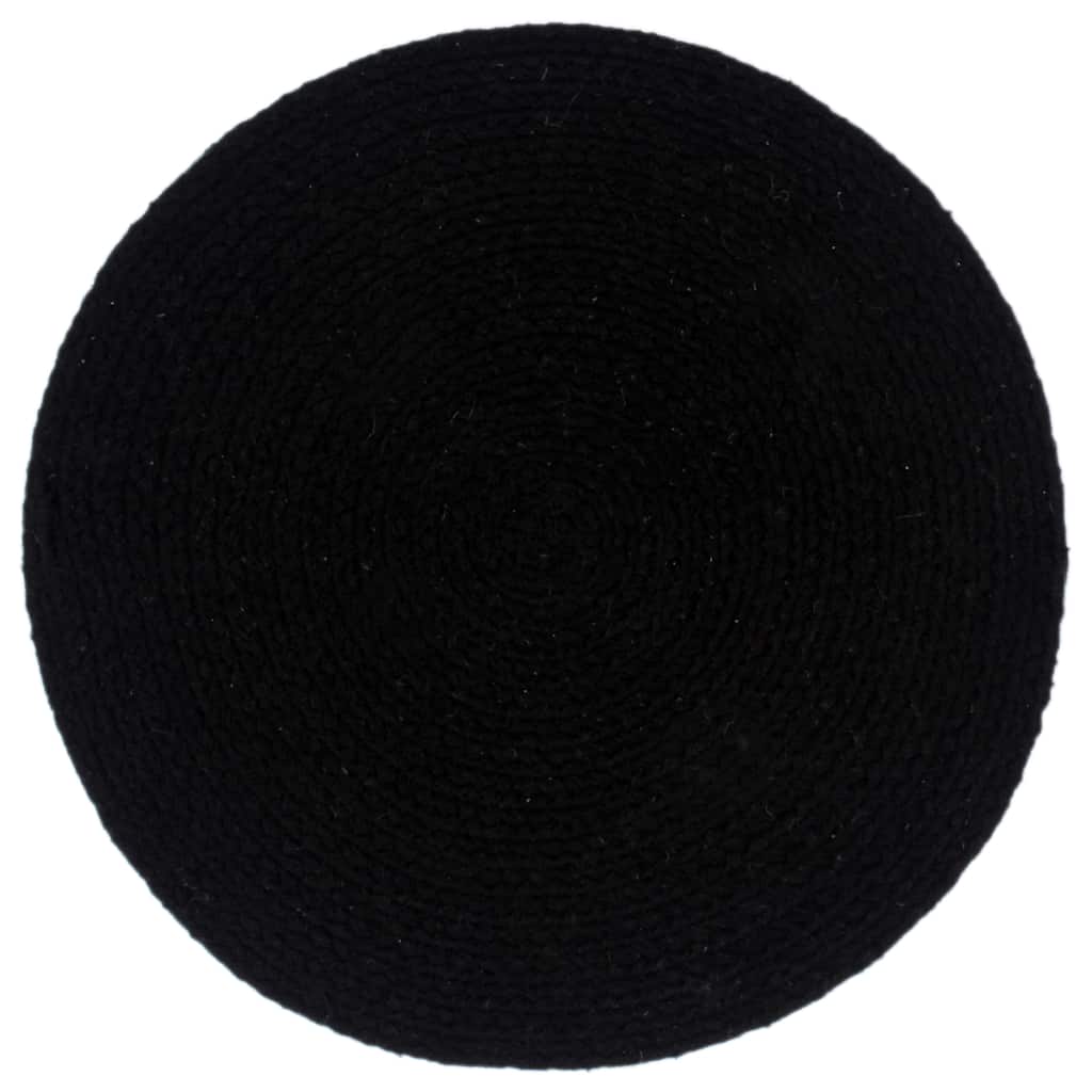 vidaXL Bordstabletter 6 st svart 38 cm rund bomull