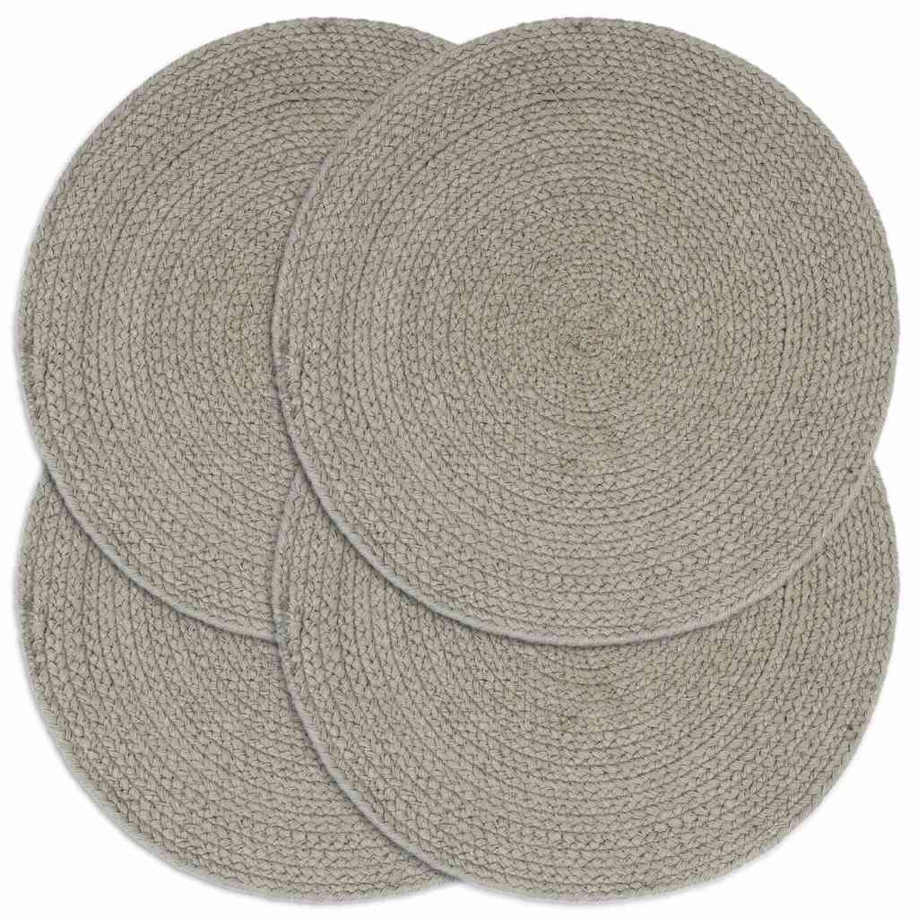 vidaXL Bordstabletter 4 st grå 38 cm rund bomull