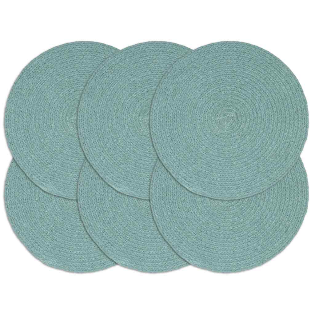 vidaXL Bordstabletter 6 st grön 38 cm rund bomull