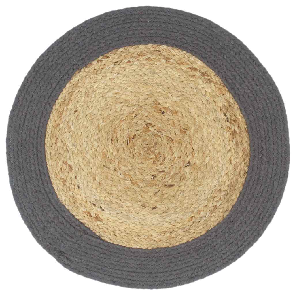 vidaXL Bordstabletter 4 st naturlig och antracit 38 cm jute och bomull
