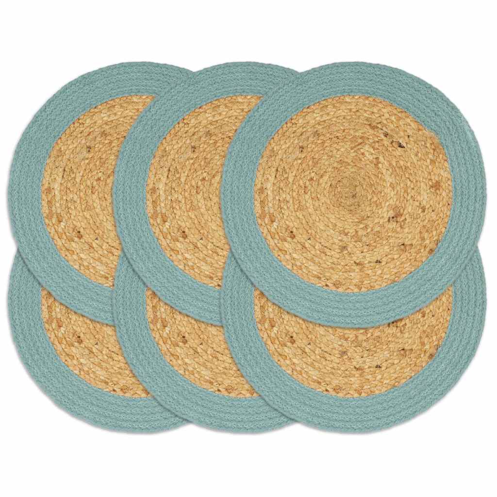 vidaXL Bordstabletter 6 st naturlig och grön 38 cm jute och bomull