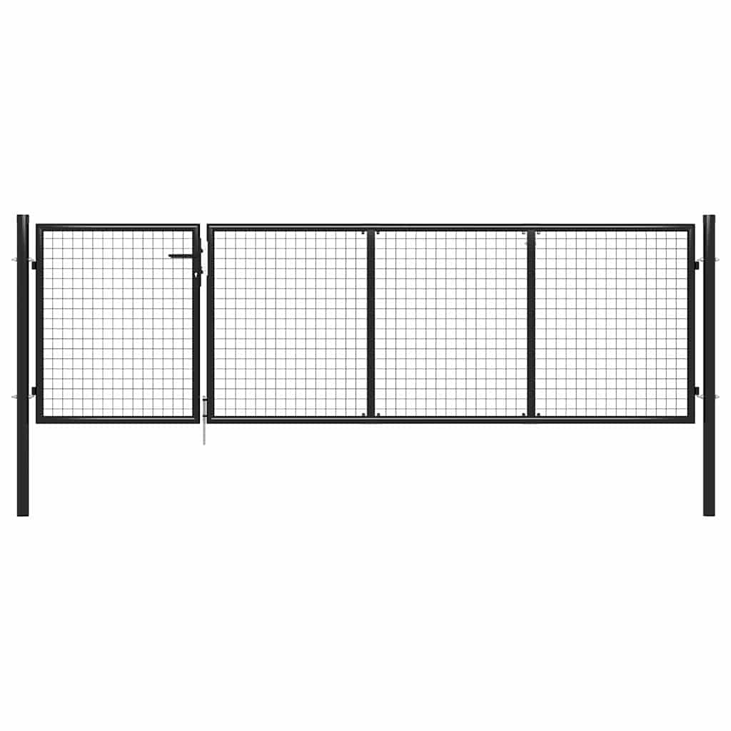 vidaXL Trädgårdsgrind stål 350x75 cm antracit