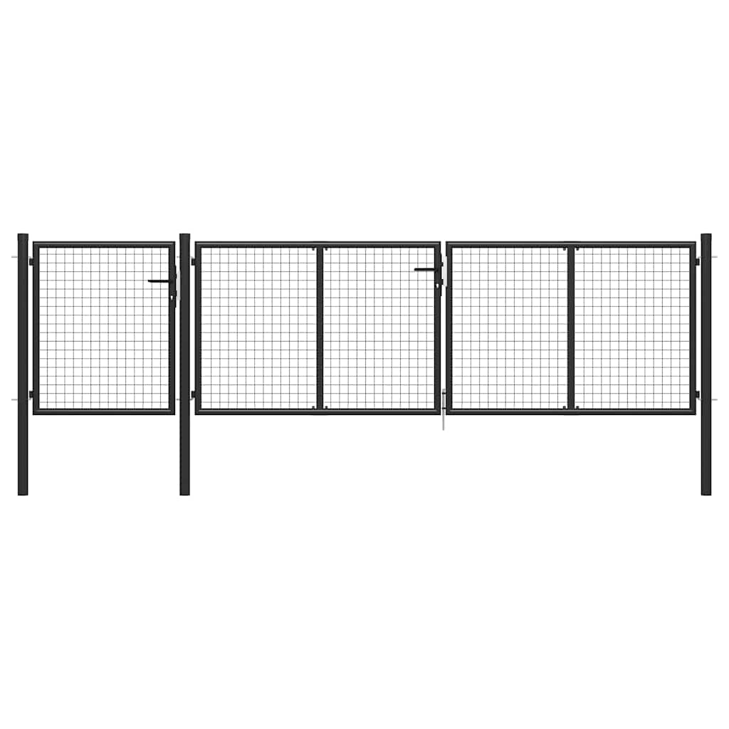 vidaXL Trädgårdsgrind stål 400x75 cm antracit