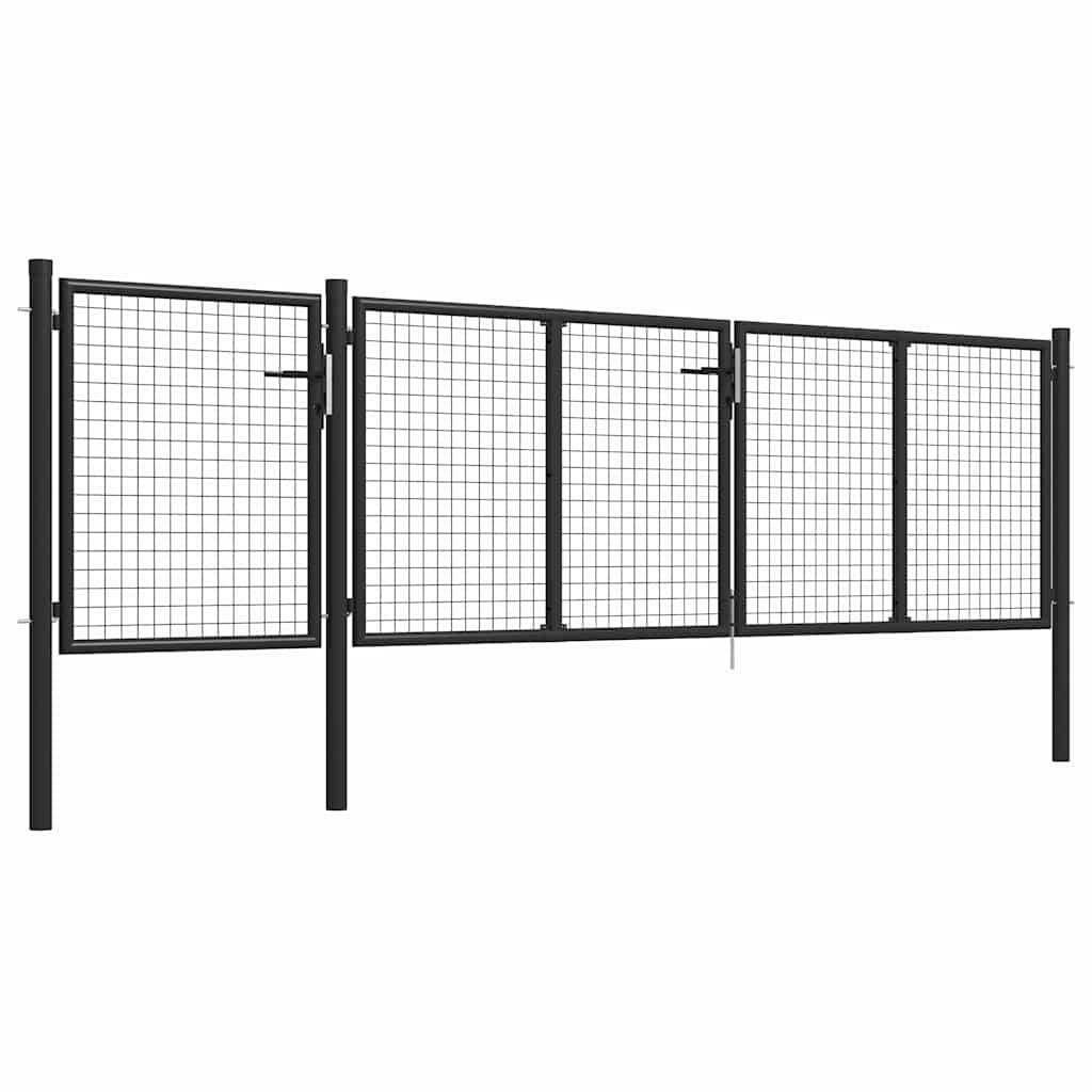 vidaXL Trädgårdsgrind stål 400x75 cm antracit