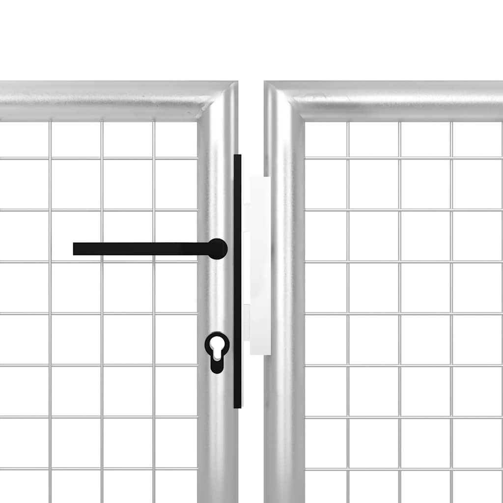 vidaXL Trädgårdsgrind stål 350x75 cm silver