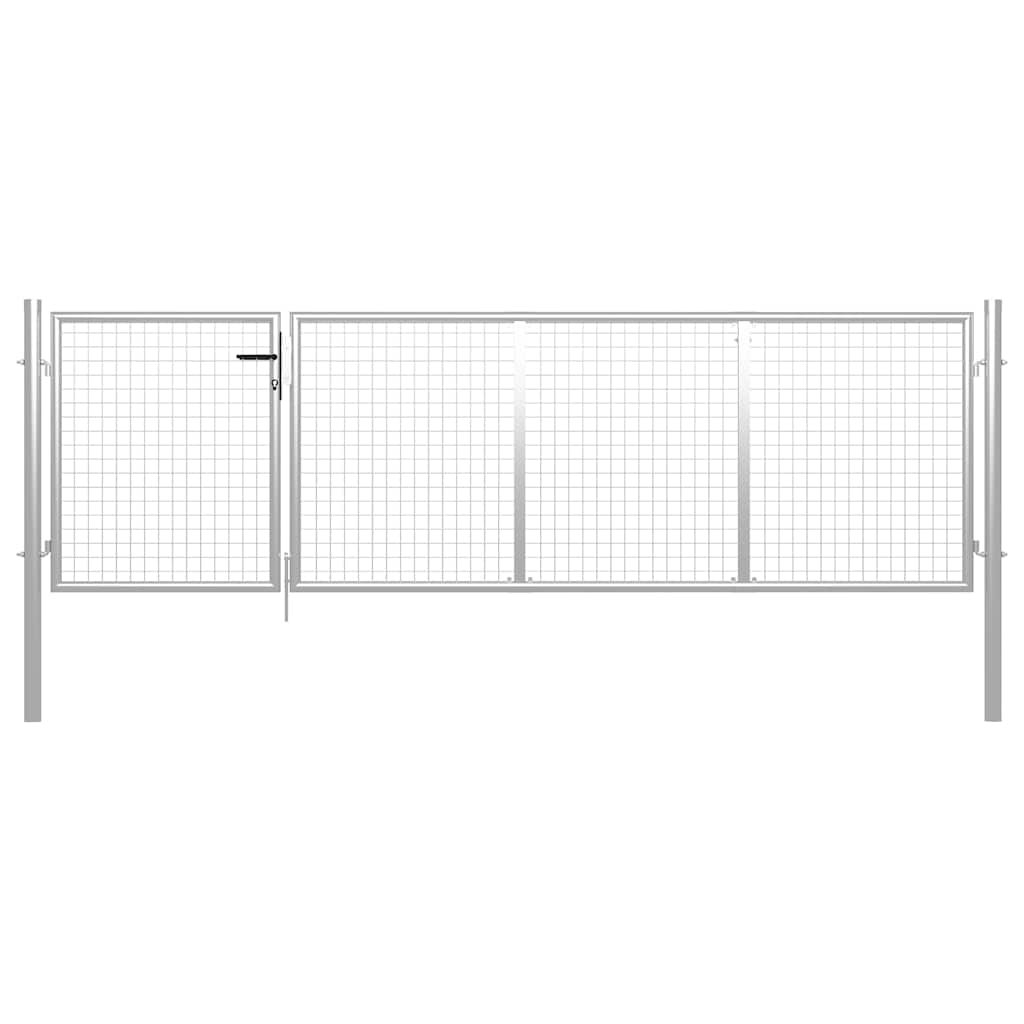 vidaXL Trädgårdsgrind stål 350x100 cm silver