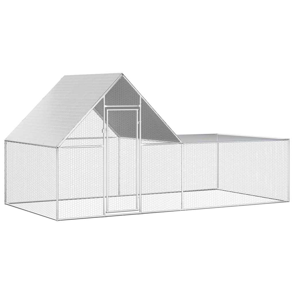 vidaXL Hönsbur 4x2x2 m galvaniserat stål