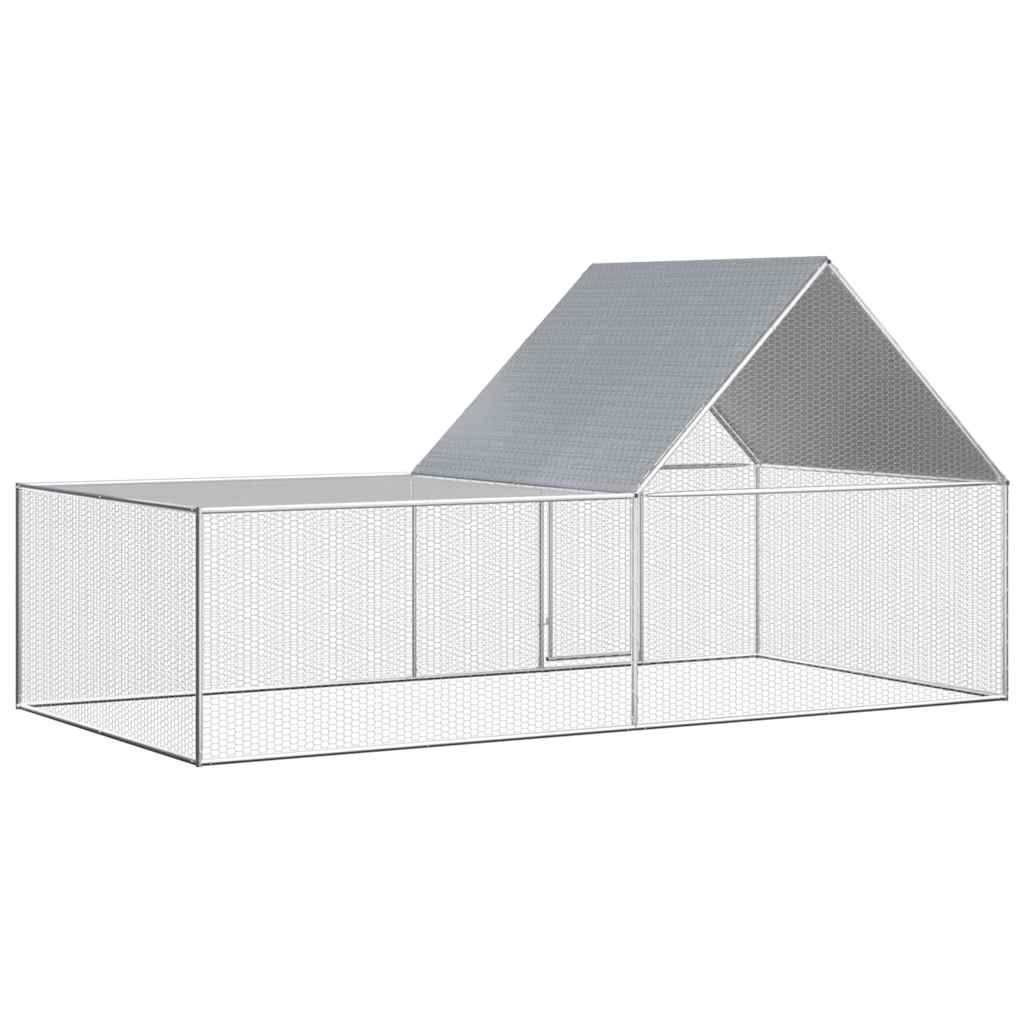 vidaXL Hönsbur 4x2x2 m galvaniserat stål