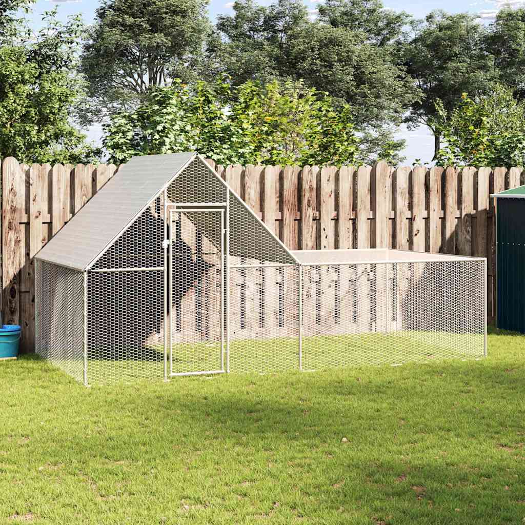 vidaXL Hönsbur 4x2x2 m galvaniserat stål
