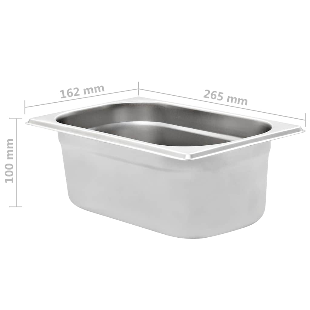 vidaXL Gastronormkantiner 8 st GN 1/4 100 mm rostfritt stål