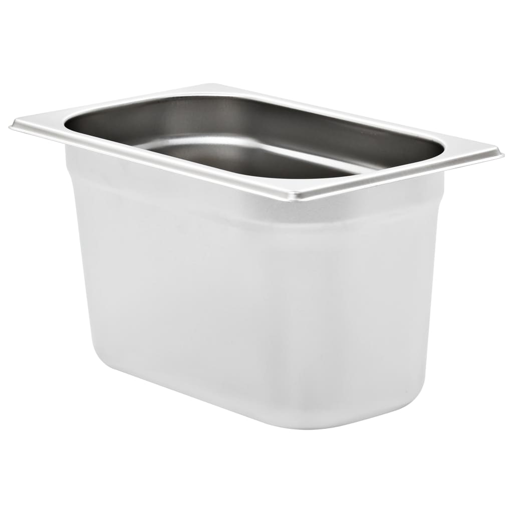 vidaXL Gastronormkantiner 4 st GN 1/4 150 mm rostfritt stål