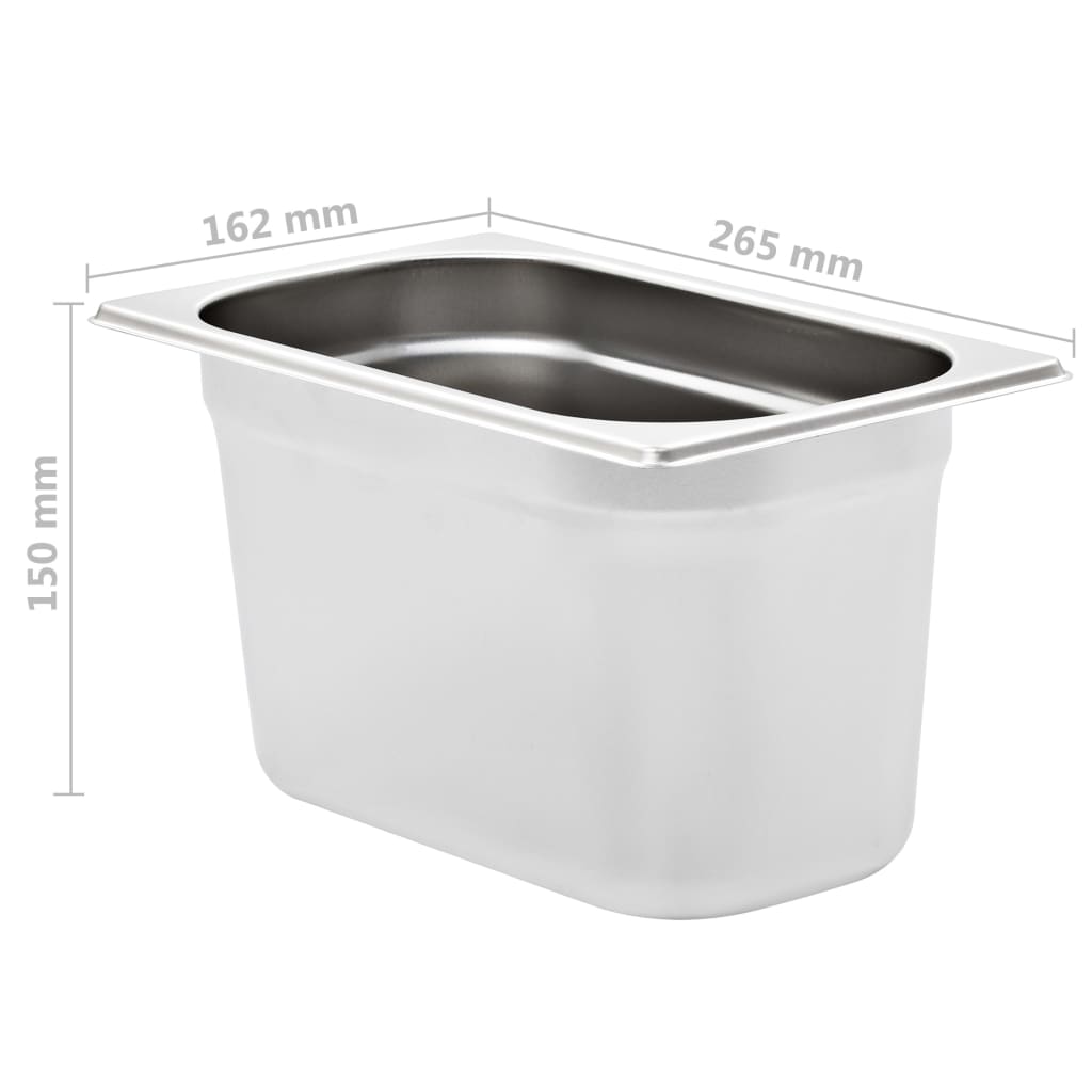 vidaXL Gastronormkantiner 4 st GN 1/4 150 mm rostfritt stål