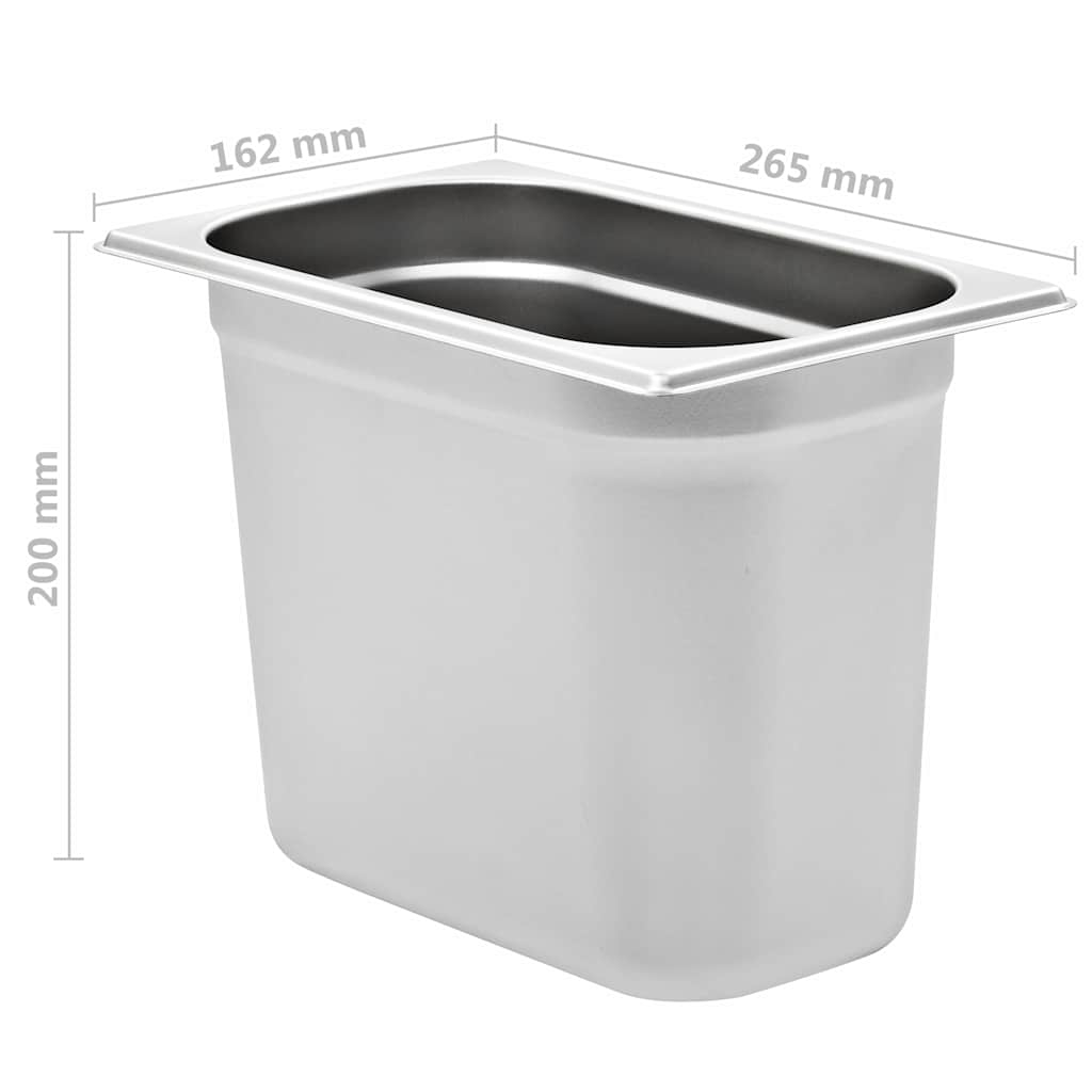 vidaXL Gastronormkantiner 4 st GN 1/4 200 mm rostfritt stål