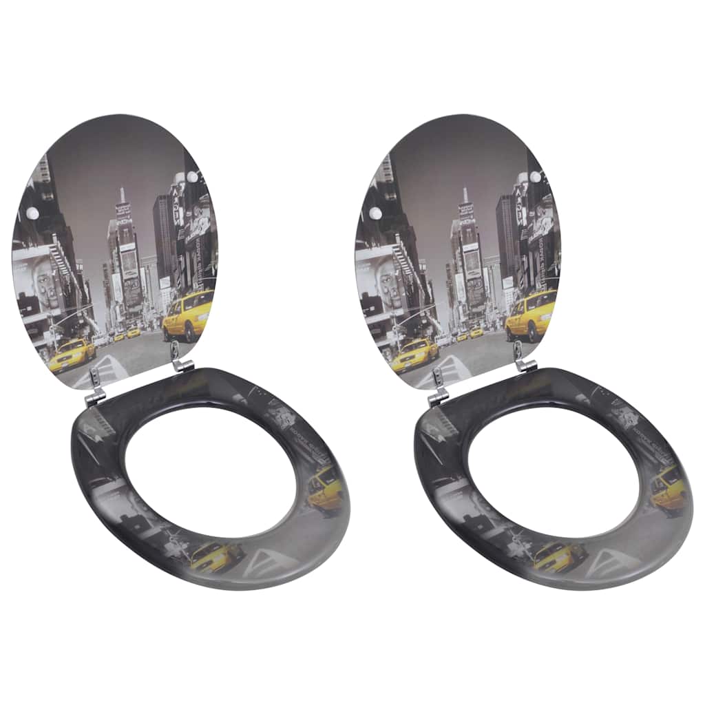 vidaXL Toalettsitsar med lock 2 st MDF New York