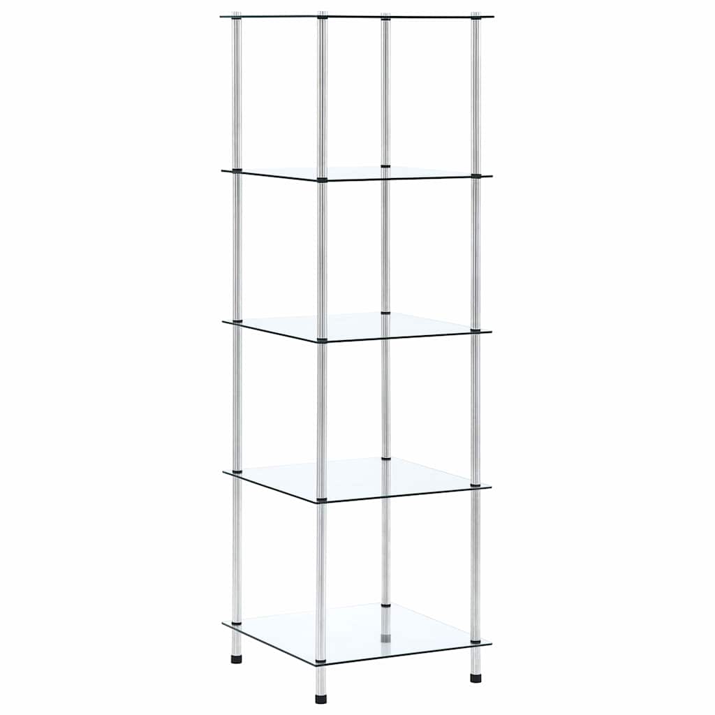 vidaXL Hylla 5 hyllplan transparent 40x40x130 cm härdat glas