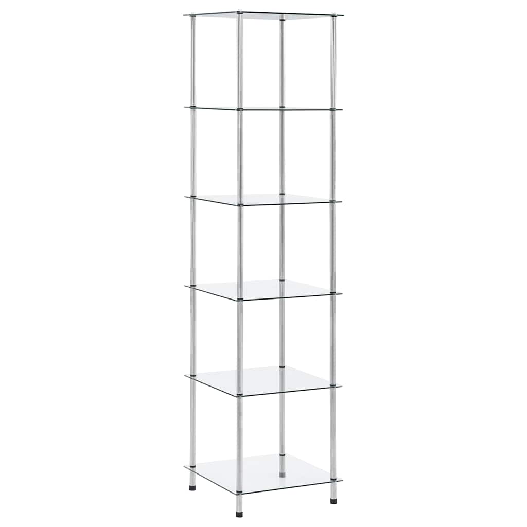 vidaXL Hylla 6 hyllplan transparent 40x40x160 cm härdat glas