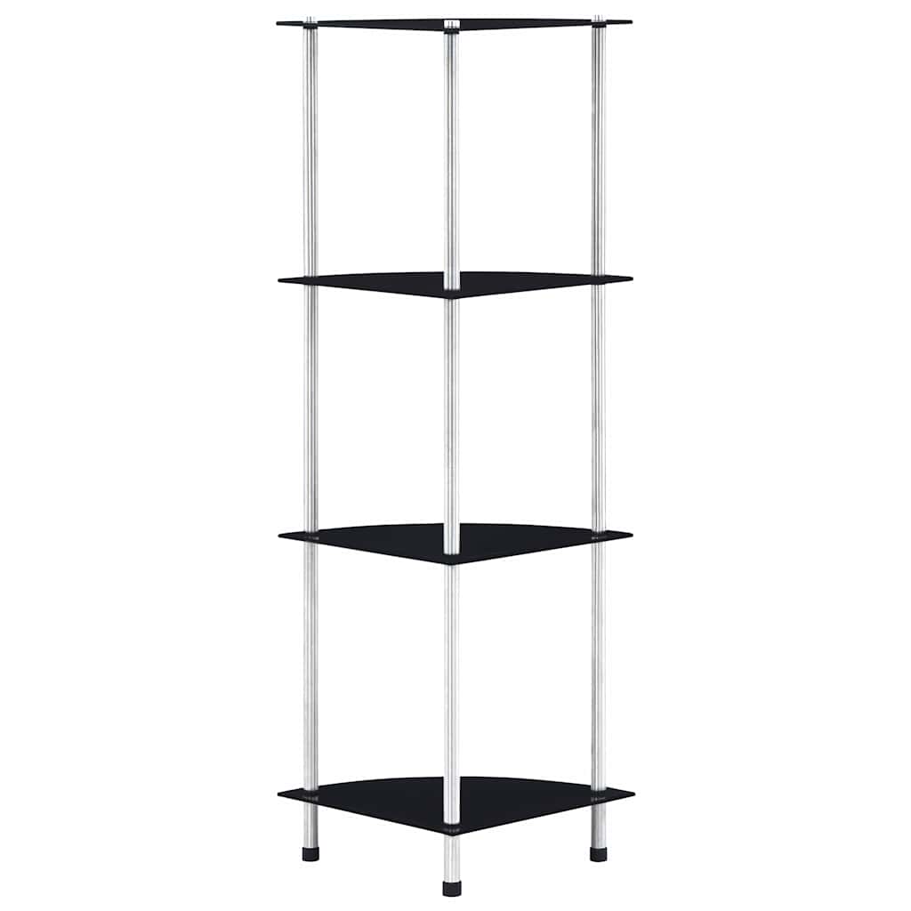 vidaXL Hylla 4 hyllplan svart 30x30x100 cm härdat glas