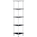 vidaXL Hylla 5 hyllplan svart 30x30x130 cm härdat glas