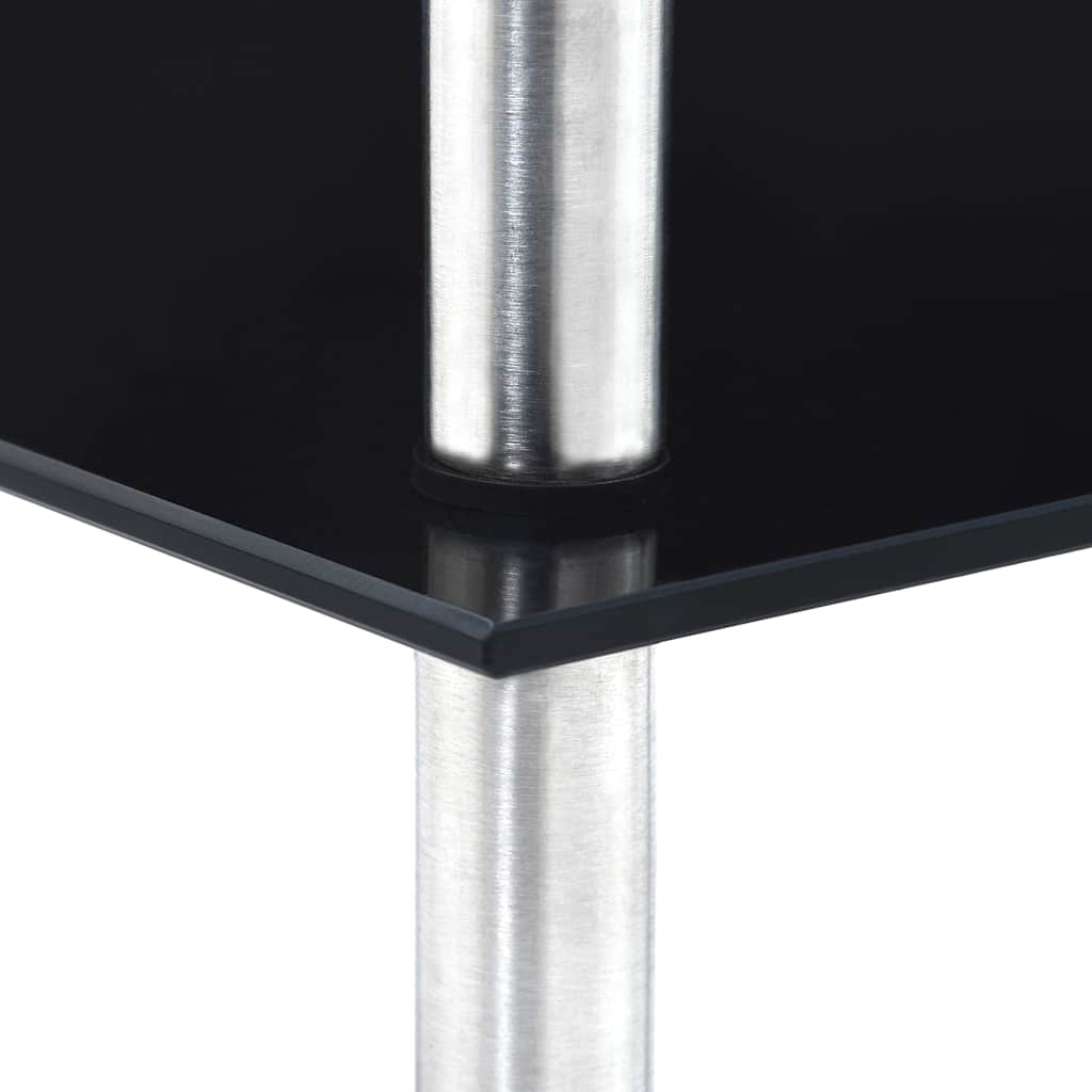 vidaXL Hylla 5 hyllplan svart 30x30x130 cm härdat glas