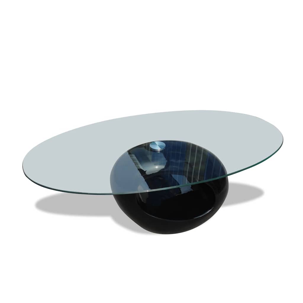 vidaXL Soffbord med oval bordsskiva i glas högglans svart