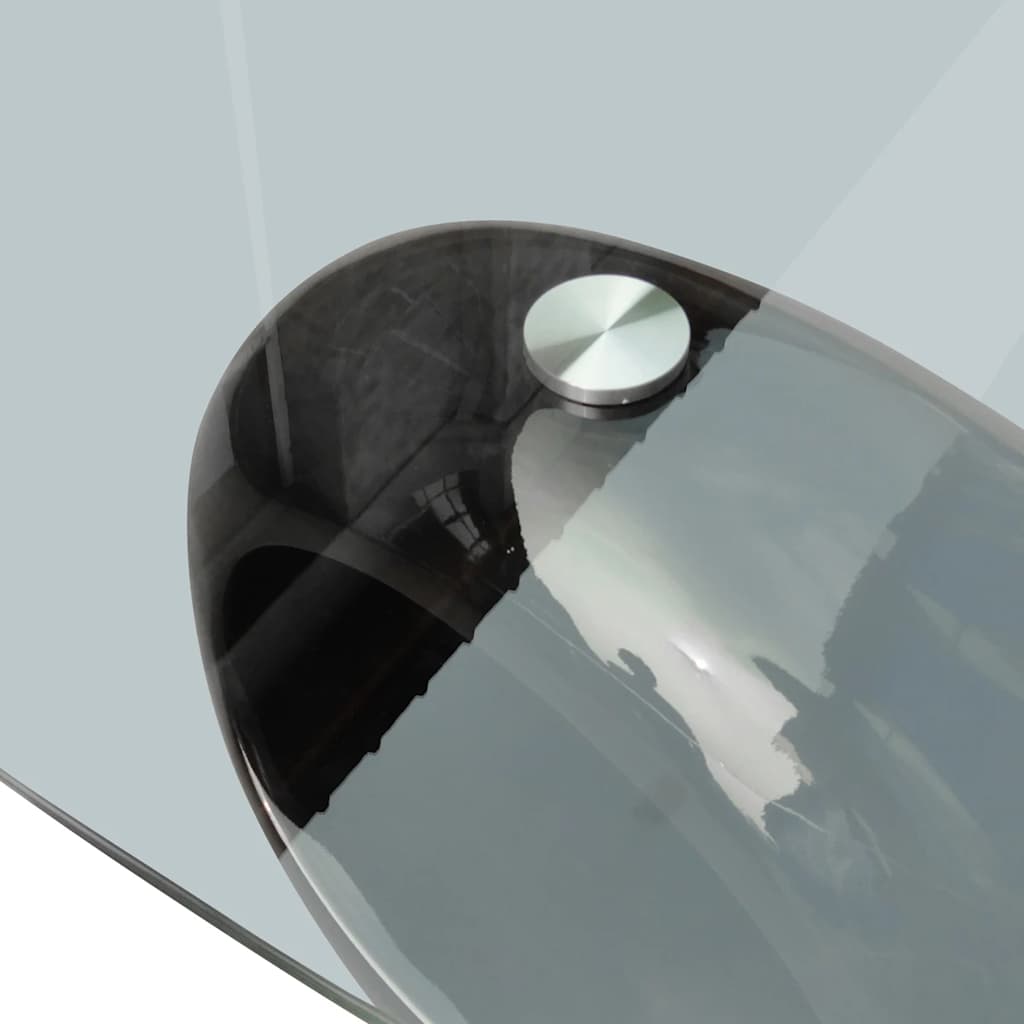 vidaXL Soffbord med oval bordsskiva i glas högglans svart