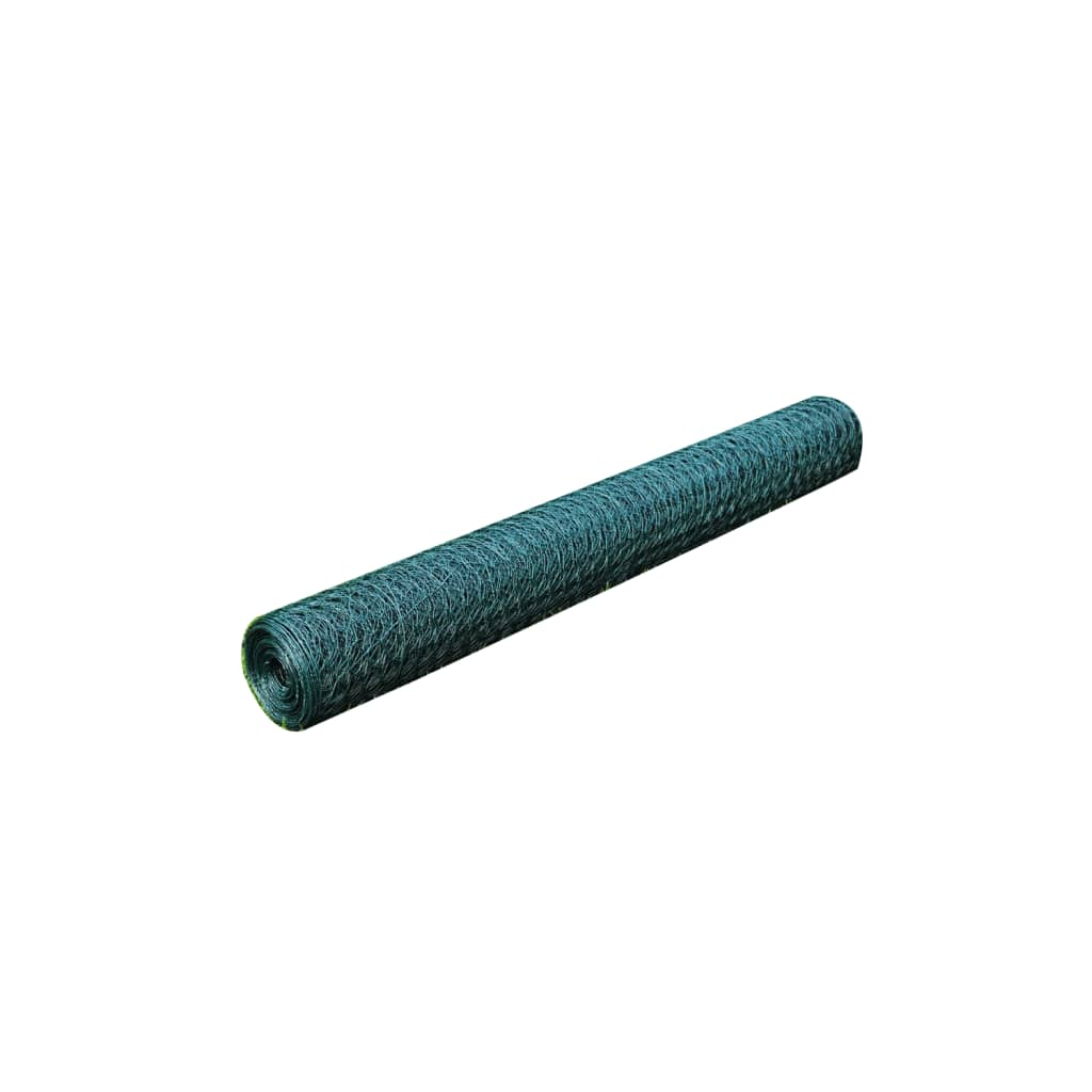 vidaXL Hönsnät med PVC-beläggning 25x0,5 m grön