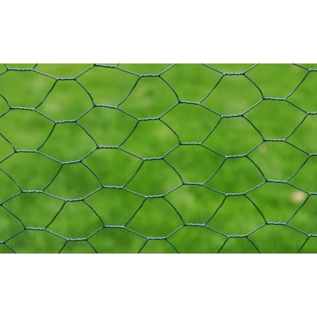vidaXL Hönsnät med PVC-beläggning 25x0,5 m grön