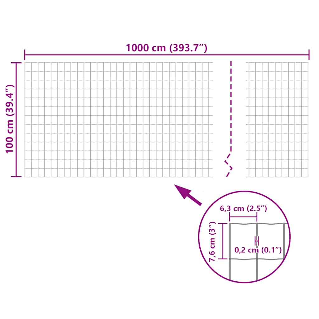 vidaXL Eurofence stål 10 x 1,0 m grön
