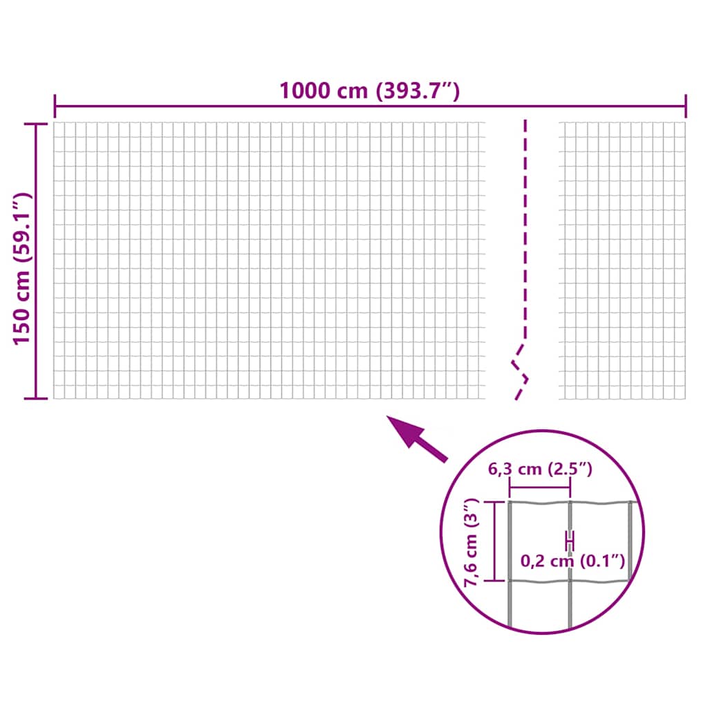 vidaXL Eurofence stål 10 x 1,5 m grön