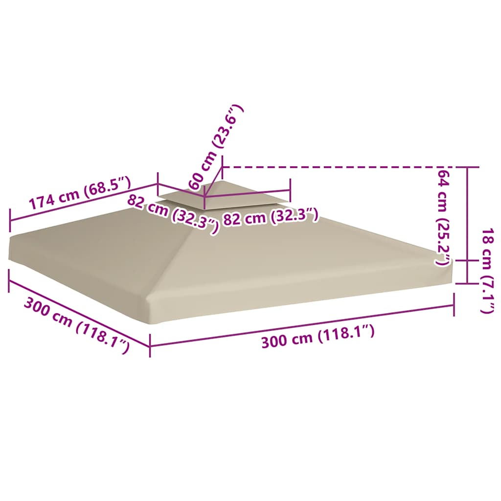 vidaXL Paviljongtak 310 g/m² 3 x 3 m grön
