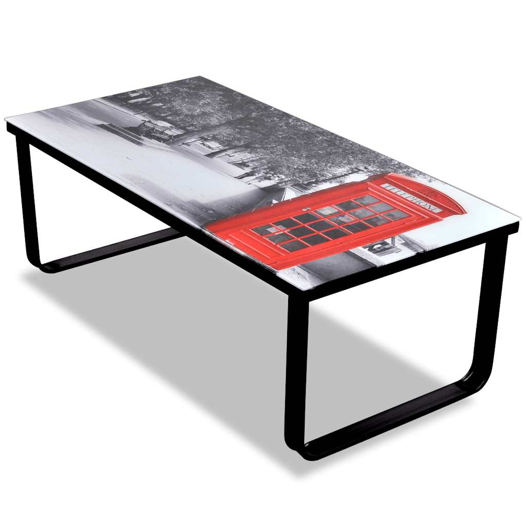 vidaXL Soffbord med telefonkiosk glasskiva