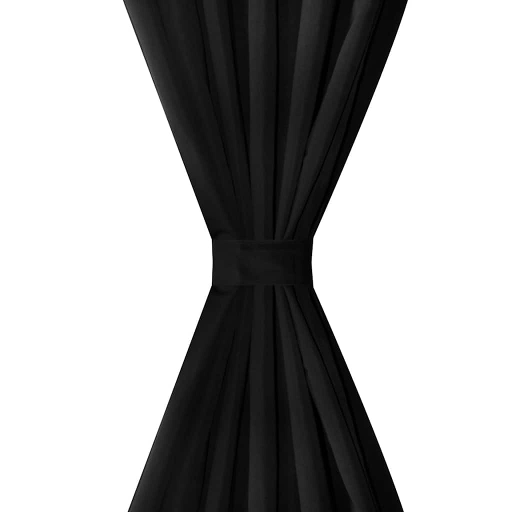 vidaXL 2-pack gardiner med öglor i svart microsatin 140 x 175 cm