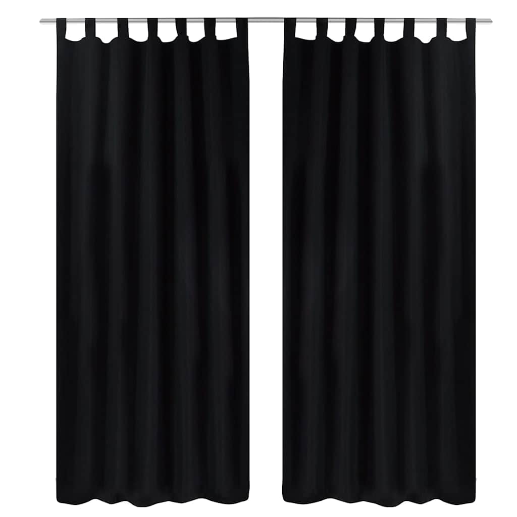 vidaXL 2-pack gardiner med öglor i svart microsatin 140 x 225 cm