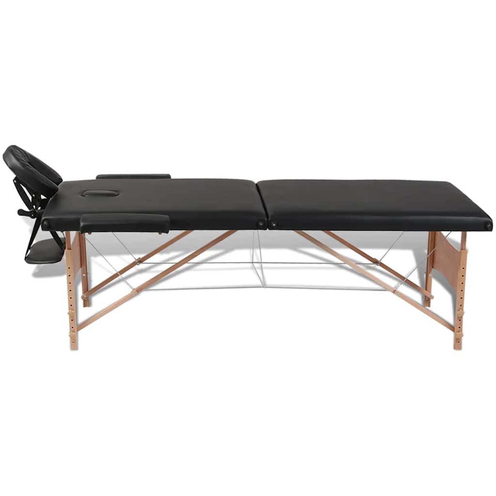 vidaXL Hopfällbar massagebänk med 2 sektioner träram svart