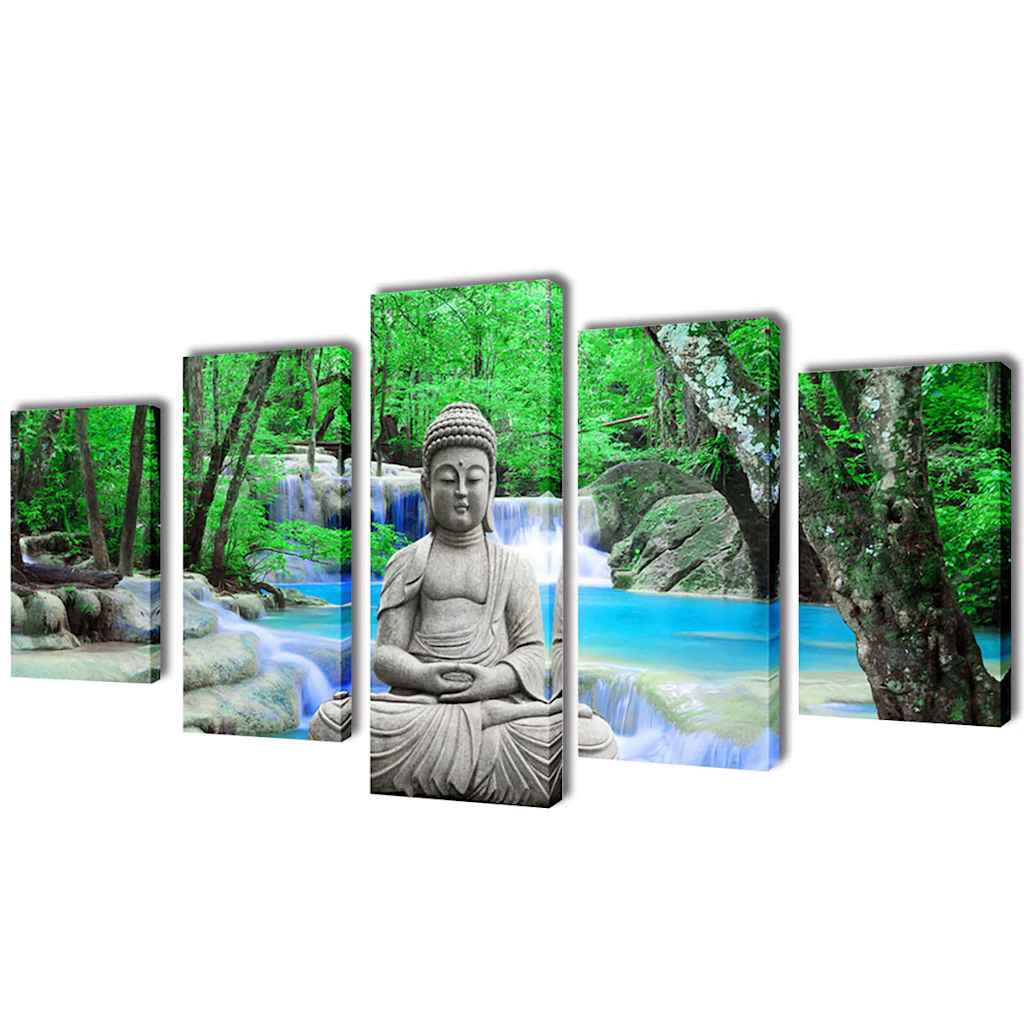 vidaXL Uppsättning väggbonader på duk: Buddha 200 x 100 cm