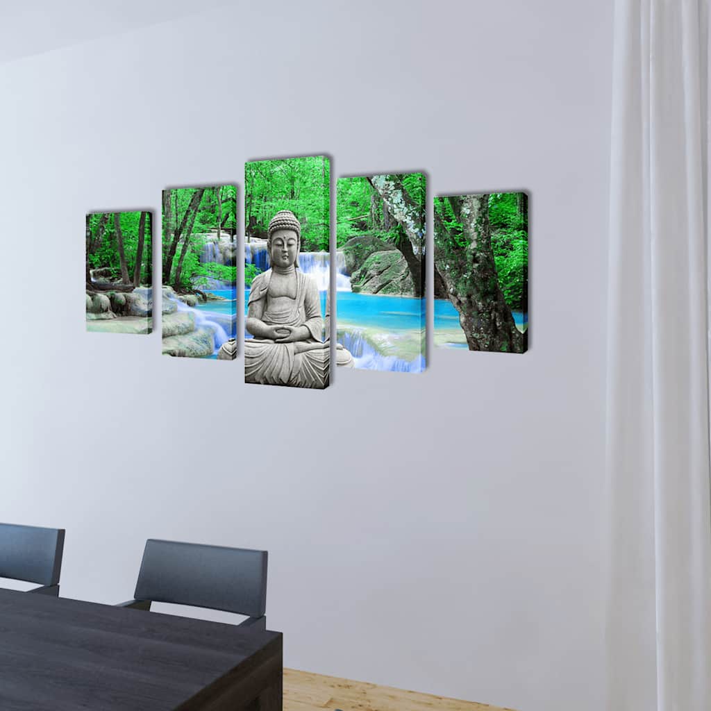 vidaXL Uppsättning väggbonader på duk: Buddha 200 x 100 cm