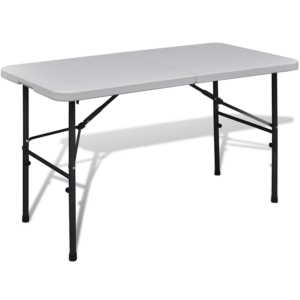 vidaXL Hopfällbart trädgårdsbord 122 cm HDPE vit