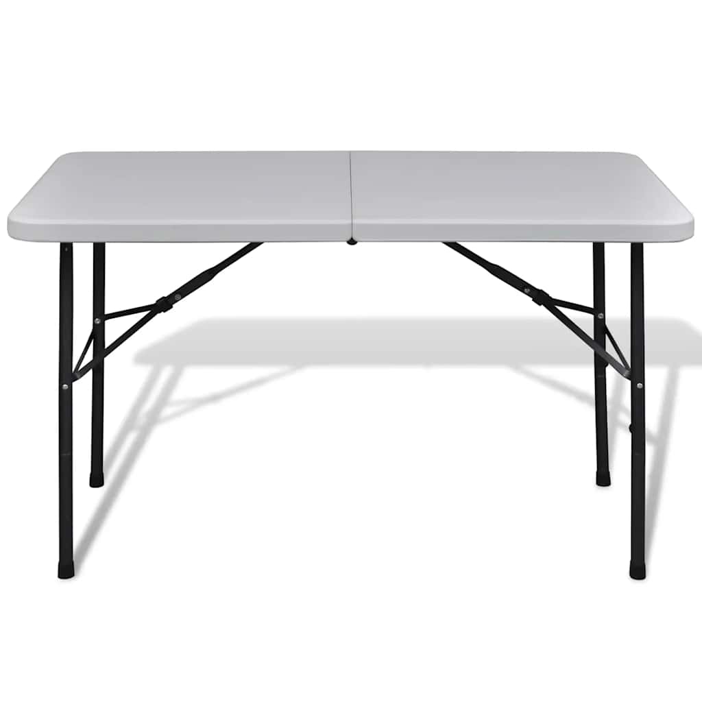 vidaXL Hopfällbart trädgårdsbord 122 cm HDPE vit