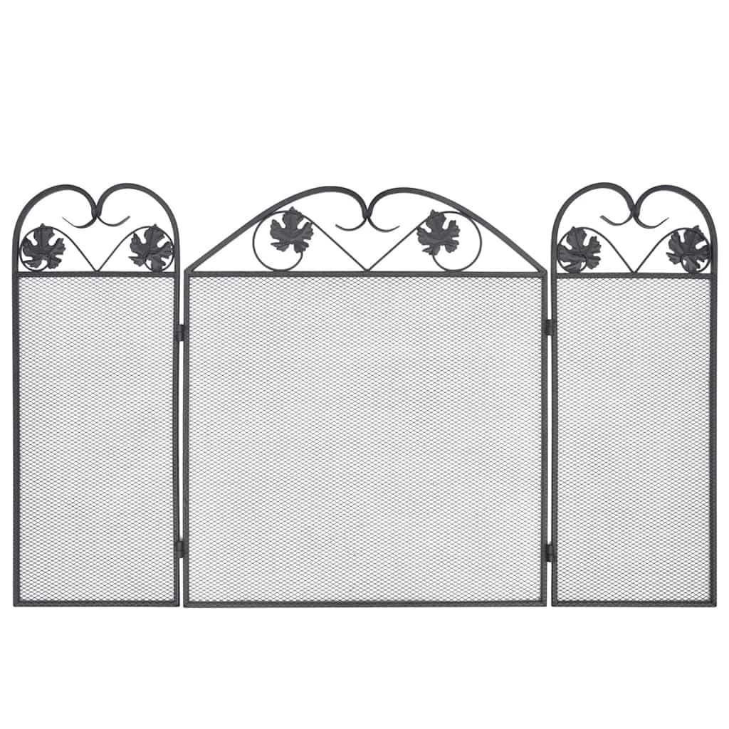 vidaXL Gnistskydd med 3 paneler järn svart