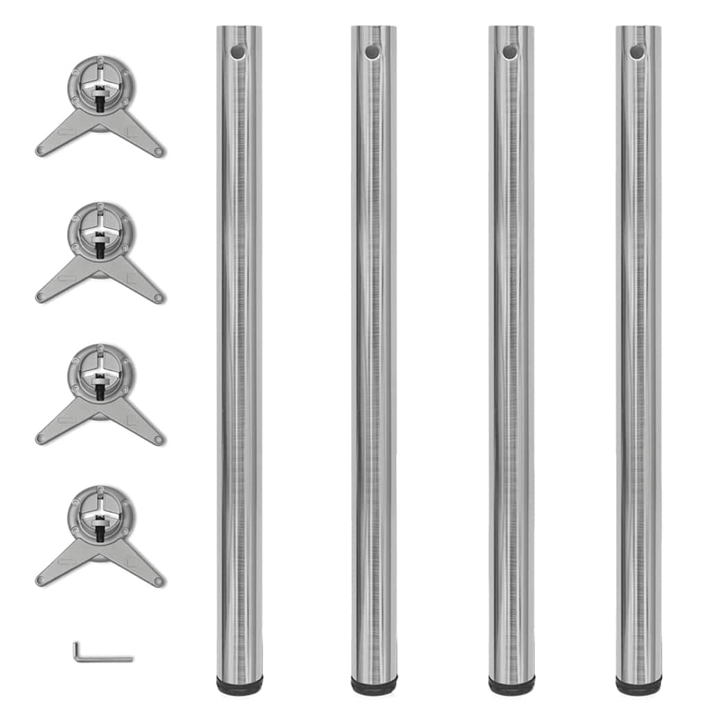 vidaXL Höjdjusterbara bordsben 4 st borstad nickel 870 mm