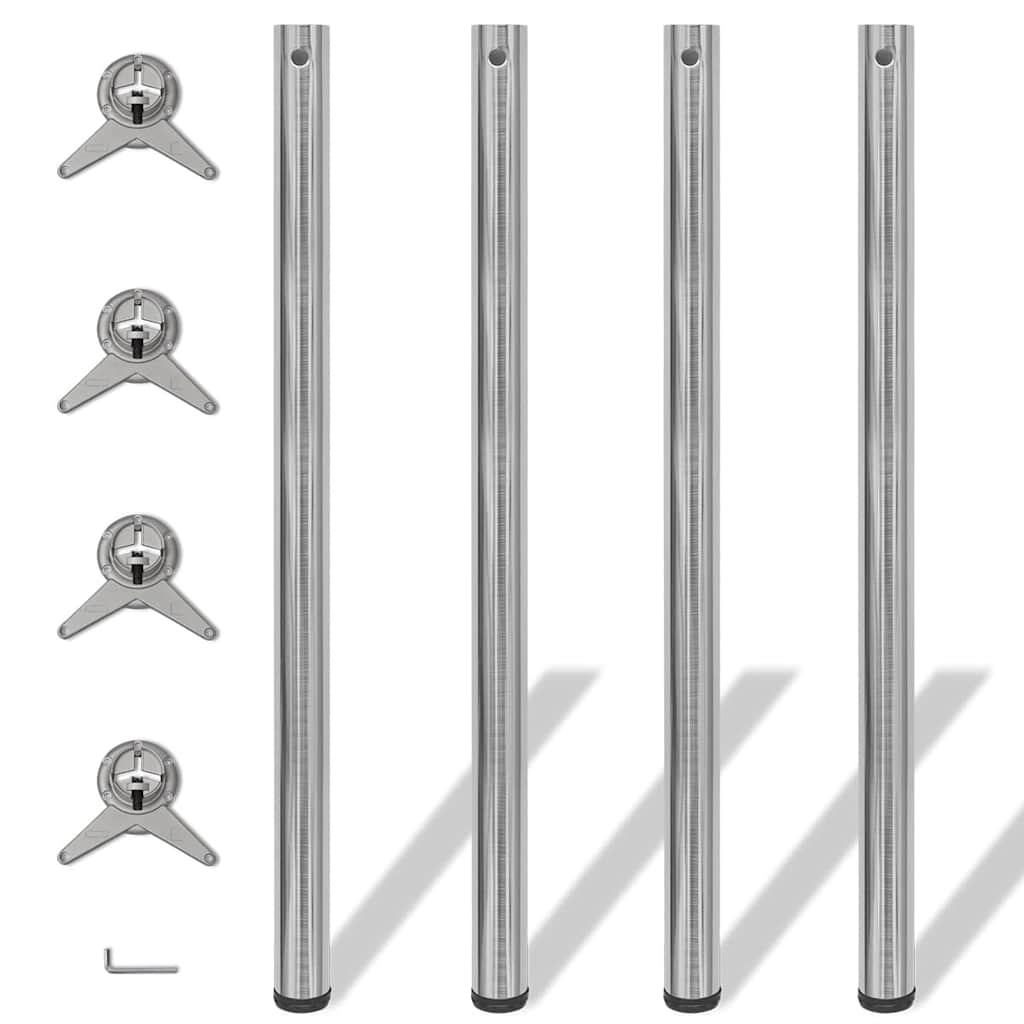 vidaXL Höjdjusterbara bordsben 4 st borstad nickel 1100 mm