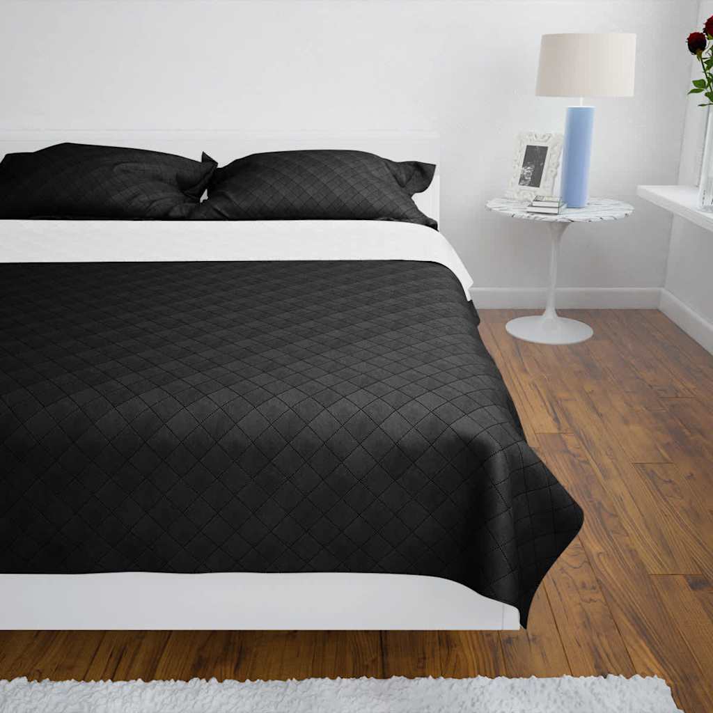 Dubbelsidigt vadderat överkast svart/vit 230 x 260 cm
